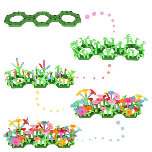 Gėlės kūrybiniai blokai gėlių sodas 175 elementai