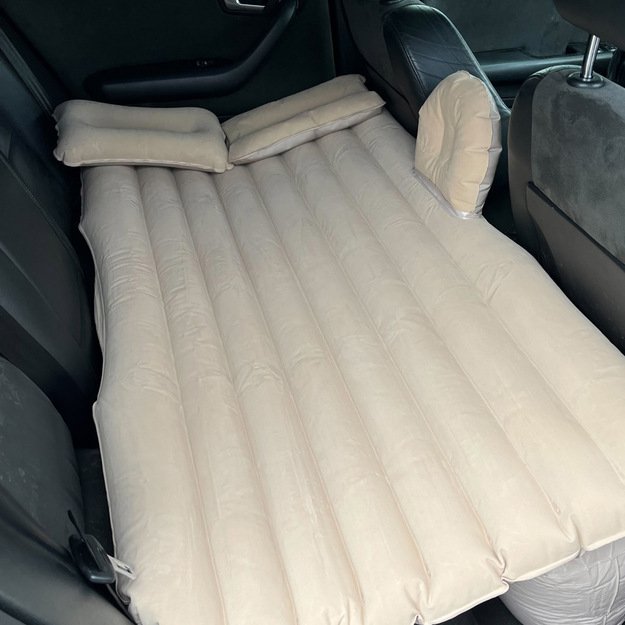 Automobilinės lovos čiužinys pripučiamas + pompa smėlio spalvos