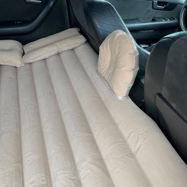 Automobilinės lovos čiužinys pripučiamas + pompa smėlio spalvos