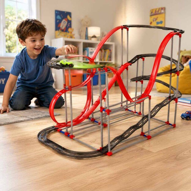 Magnetinis antigravitacinis automobilių takelis 130cm XXL 175el.