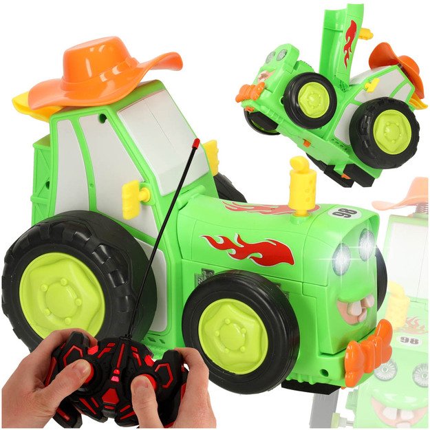 Traktorius RC traktorius šokinėja šokių garsas žalias