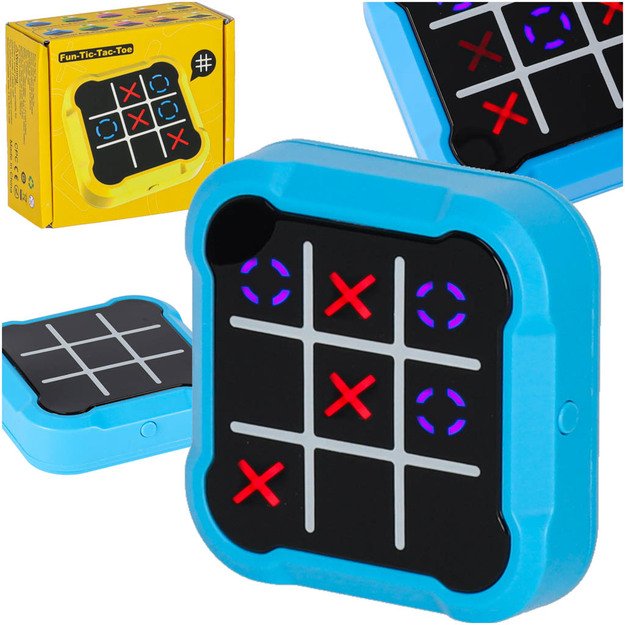 Apskritimas kryžius kryžius elektroninis galvosūkių žaidimas tic tac toe nešiojamoji konsolė mėlyna