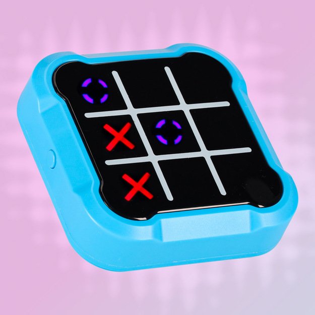 Apskritimas kryžius kryžius elektroninis galvosūkių žaidimas tic tac toe nešiojamoji konsolė mėlyna 7