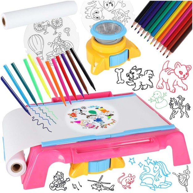 Projektoriaus pie&scaron;imo stalo kortelė rožinės spalvos