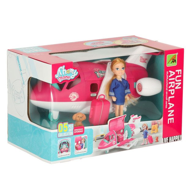 Sulankstomos lėlės lėktuvo stiuardesės reikmenys