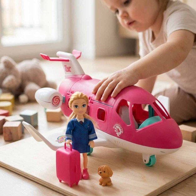 Sulankstomos lėlės lėktuvo stiuardesės reikmenys