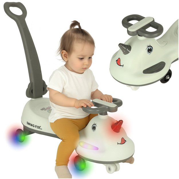 LED Swing FIX S1 gravitacinis paspirtukas su rankena pilkos spalvos, maks. 65 kg