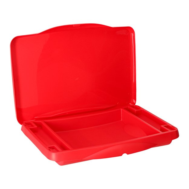 Vaiki&scaron;kas automobilinis staliukas su daiktadėže raudonas