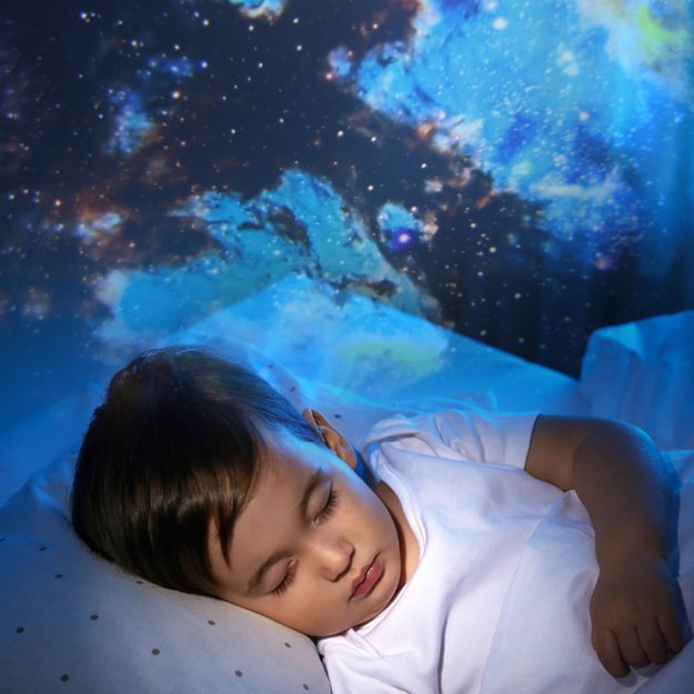 Dangaus žvaigždžių projektorius LED naktinė &scaron;viesa USB planetariumas planetos 12 diskų 360&deg; laikmatis