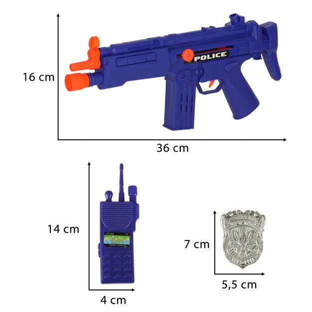 Mažojo policininko policijos rinkinys pistoletas &scaron;autuvas kaukė antrankiai policijos reikmenys