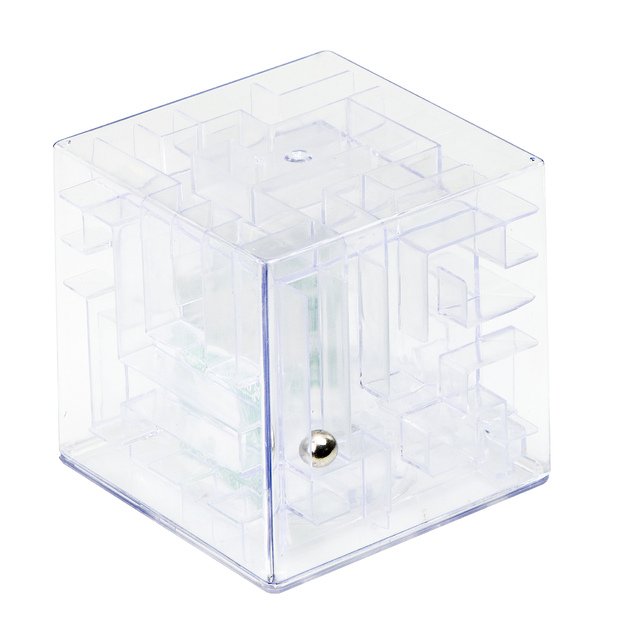 Pinigų dėžutė labirinto dėlionė skaidri 10cm