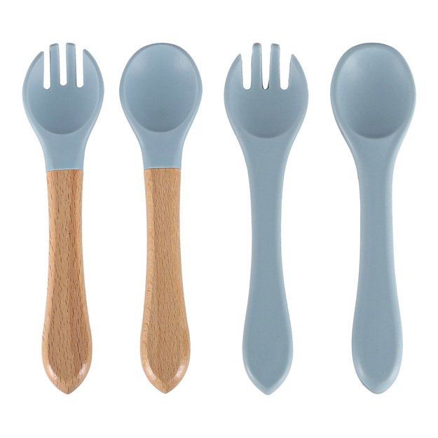 Silikoninių kūdikių indų rinkinys, 8 vnt., mėlynos spalvos