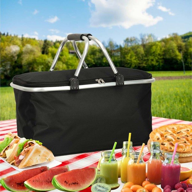 Termoizoliacinis sulankstomas i&scaron;kylų krep&scaron;ys juodas