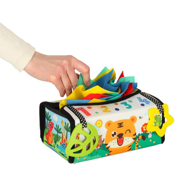 Sorteris sensorinių servetėlių dėžutė montessori kilimėlis 2in1