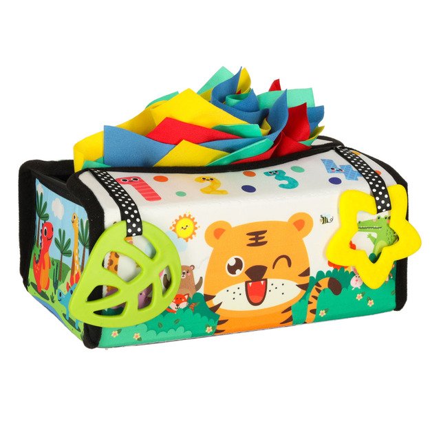 Sorteris sensorinių servetėlių dėžutė montessori kilimėlis 2in1