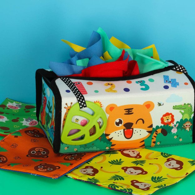 Sorteris sensorinių servetėlių dėžutė montessori kilimėlis 2in1