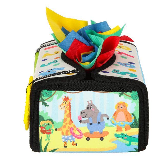 Sorteris sensorinių servetėlių dėžutė montessori kilimėlis 2in1