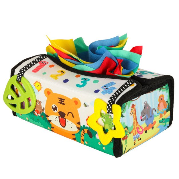 Sorteris sensorinių servetėlių dėžutė montessori kilimėlis 2in1