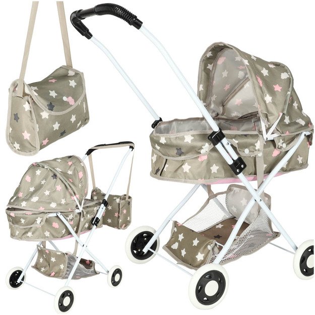 Lėlių vežimėlis gondola gili + krep&scaron;ys žvaigždės