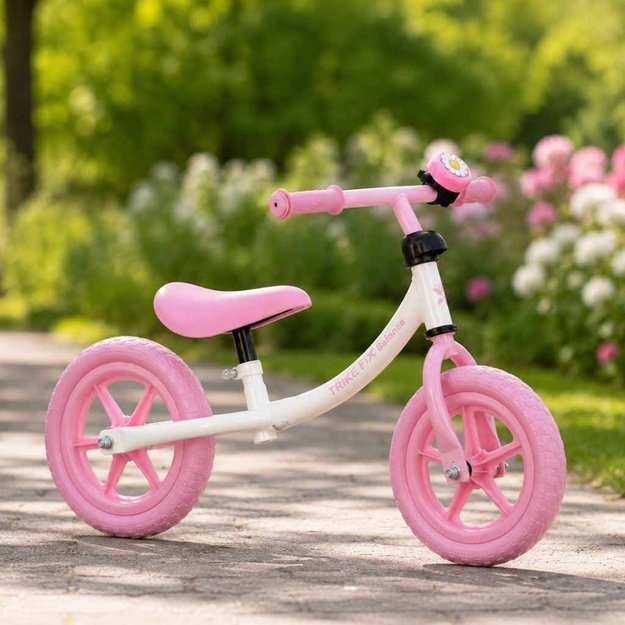 Trike Fix Balance krosinis dviratis su varpeliu rožinės spalvos