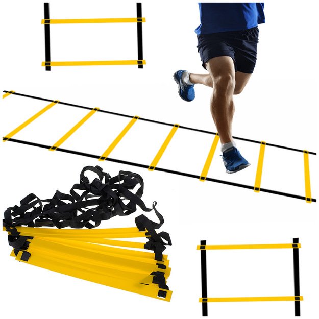 Koordinacinės gimnastikos treniruočių kopėčios geltonos spalvos