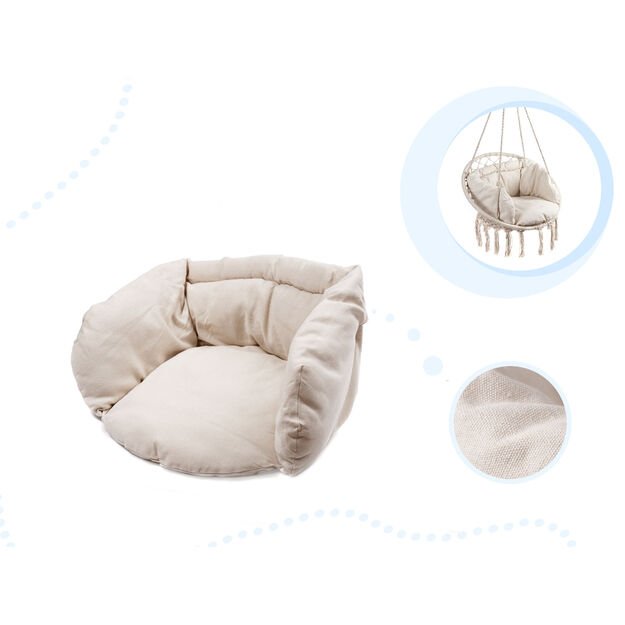 Erškėčių lizdas fotelis supynės su atlošu ecru 80cm + pagalvėlės