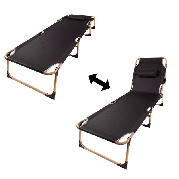 Sulankstoma kelioninė lauko lova canada recliner reguliuojama 193 cm pilka