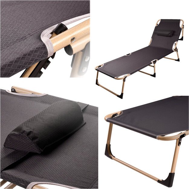 Sulankstoma kelioninė lauko lova canada recliner reguliuojama 193 cm pilka