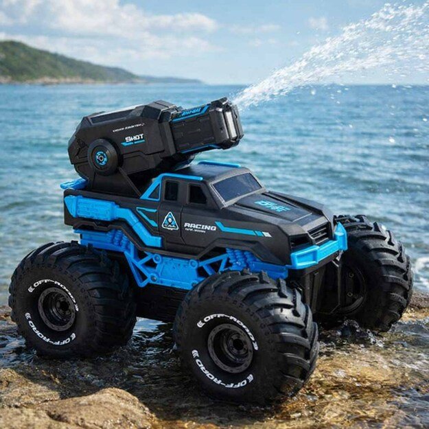 RC amfibija vandeniui atsparus automobilis, valdomas rankų gestais + 2 nuotolinio valdymo pulteliai mėlynos spalvos