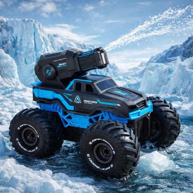 RC amfibija vandeniui atsparus automobilis, valdomas rankų gestais + 2 nuotolinio valdymo pulteliai mėlynos spalvos