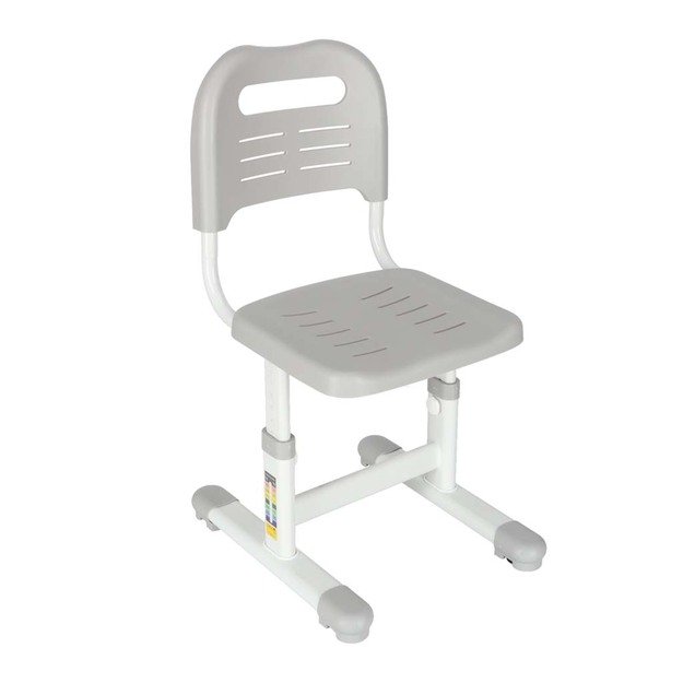 Vaiki&scaron;kas ra&scaron;omasis stalas su stalčiumi, kėdė, lempa, pilka