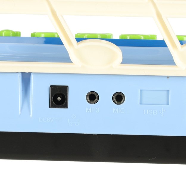 Klaviatūra vaikams interaktyvūs fortepijoniniai vargonai 37 klavi&scaron;ai mikrofono stovas mėlynas