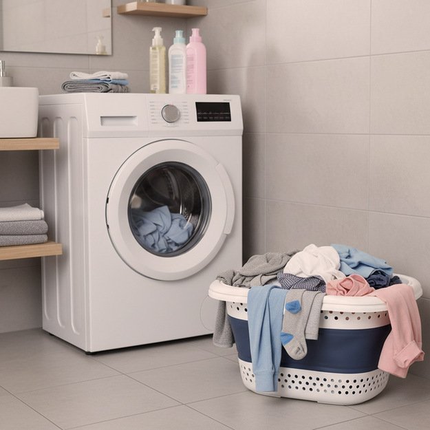 Skalbinių krep&scaron;ys sulankstomas silikoninis didelis krep&scaron;ys 32L