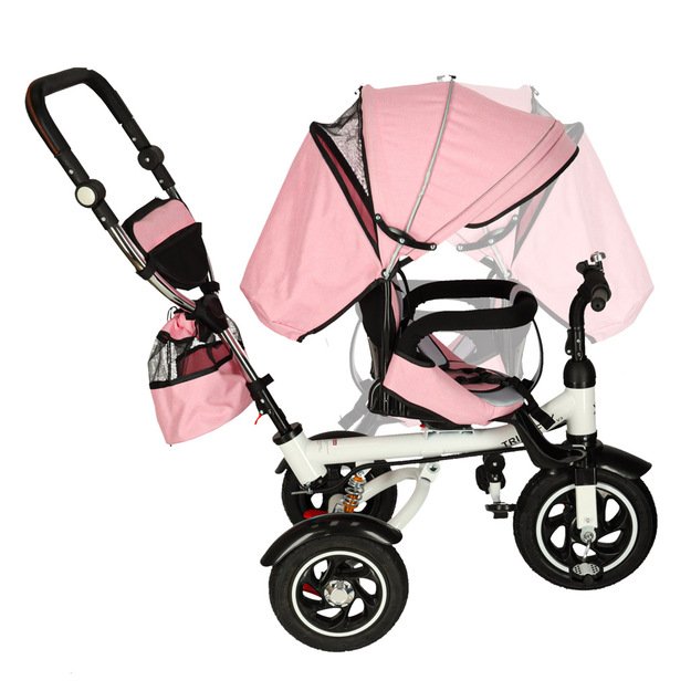 Trike Fix V3 triratis 3in1 vežimėlis dviratis 360 pasukamas laisvas ratas rožinis