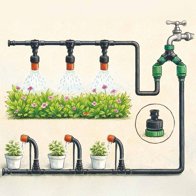 LUARO sodo laistymo sistema su vandens užuolaida ir migla 25 m