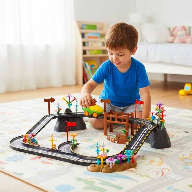 Magnetinis automobilių lenktynių takas 1 &scaron;viečianti transporto priemonė 153 elementai