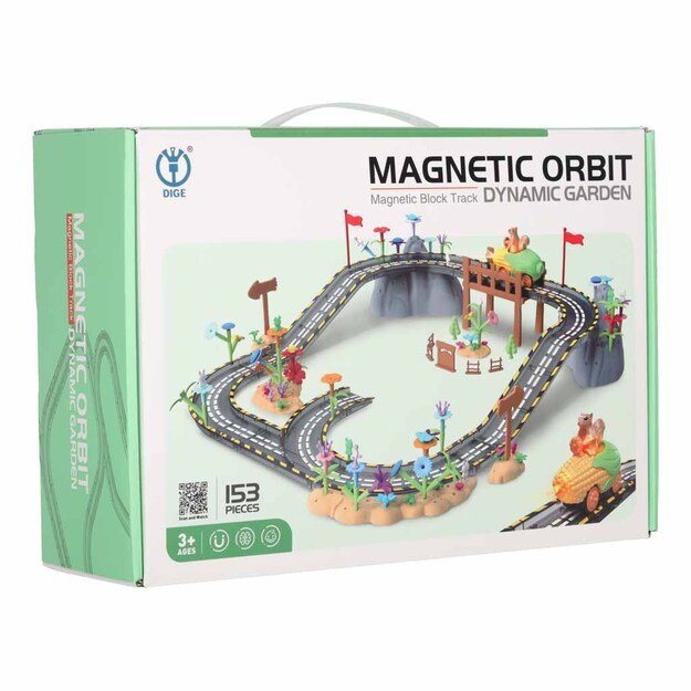 Magnetinis automobilių lenktynių takas 1 &scaron;viečianti transporto priemonė 153 elementai