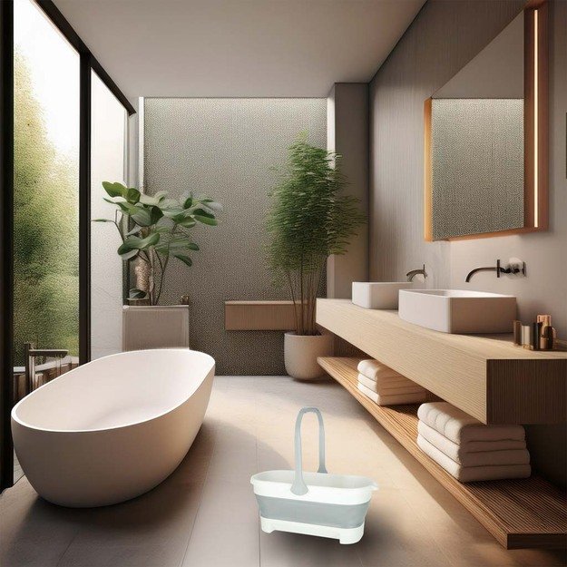 Sulankstomas stačiakampis &scaron;luotos kibiras su rankena