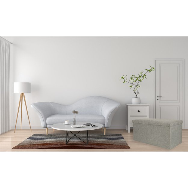 Sulankstomas pufas su dėže pilkas didelis 76x38x38cm