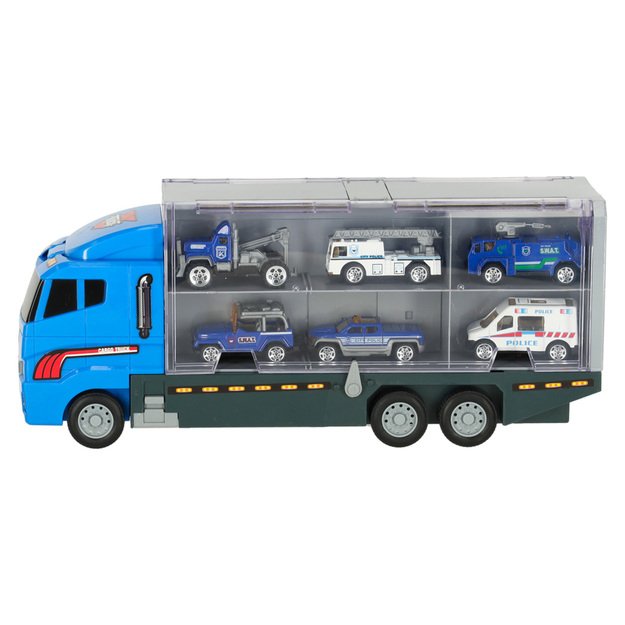 Sunkvežimis - garažas su policijos automobiliais / mašinomis