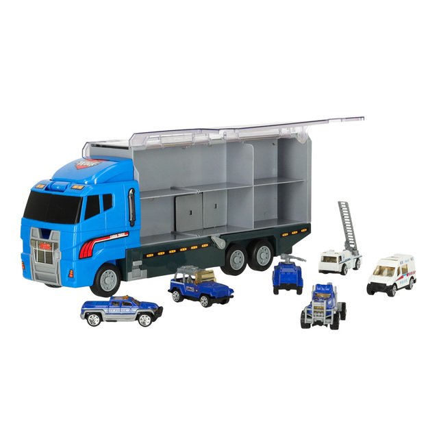 Sunkvežimis - garažas su policijos automobiliais / mašinomis