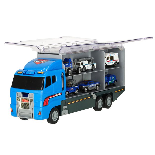 Sunkvežimis - garažas su policijos automobiliais / mašinomis