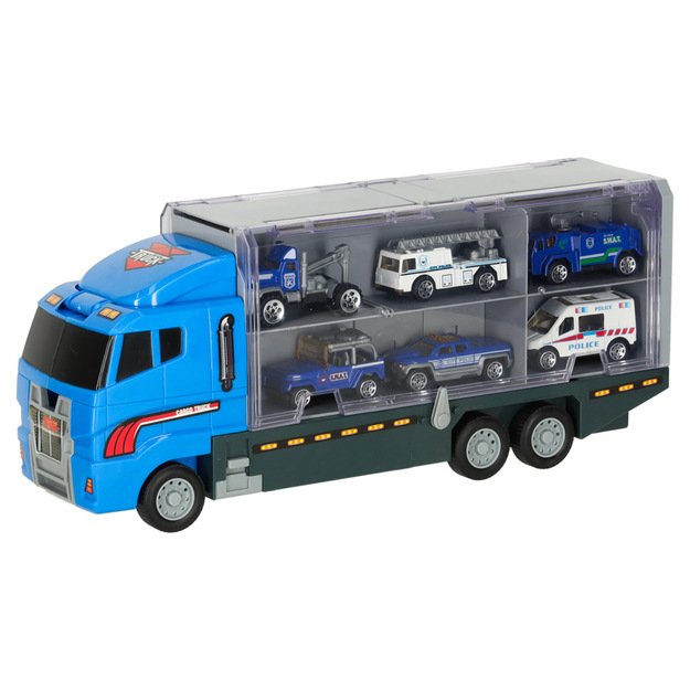 Sunkvežimis - garažas su policijos automobiliais / mašinomis