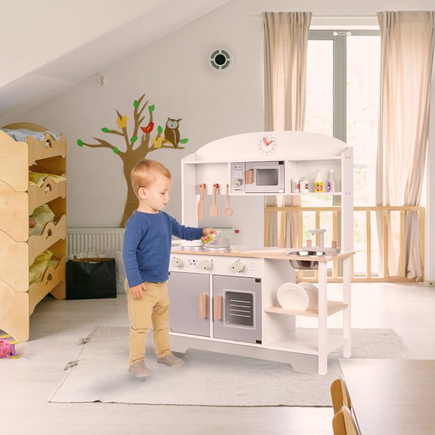 Vaikiška medinė virtuvėlė su priedais MDF MODERN CLASSIC