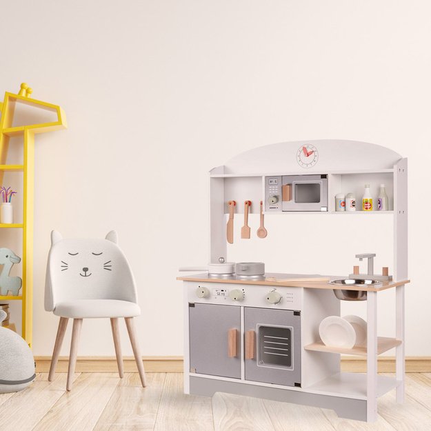 Vaikiška medinė virtuvėlė su priedais MDF MODERN CLASSIC