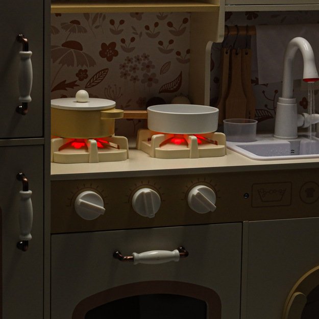 Vaikų virtuvės medinis vandens čiaupas su garsais ir &scaron;viesomis 90 cm
