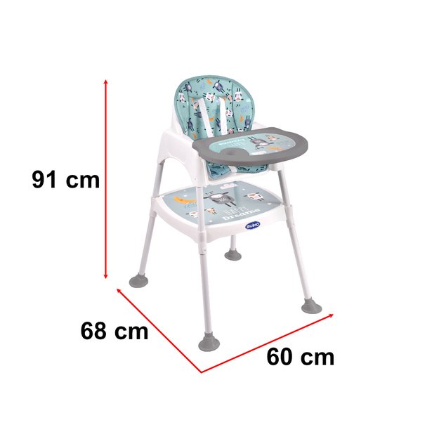 Maitinimo kėdė taburetė taburetė kėdė 3in1 žalia
