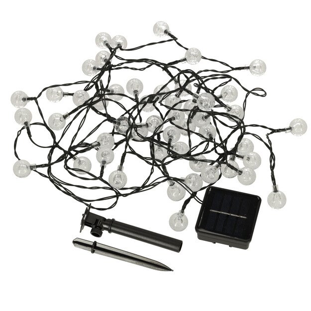 Saulės sodo ap&scaron;vietimo rutuliukai 7m 50LED &scaron;iltai baltos spalvos