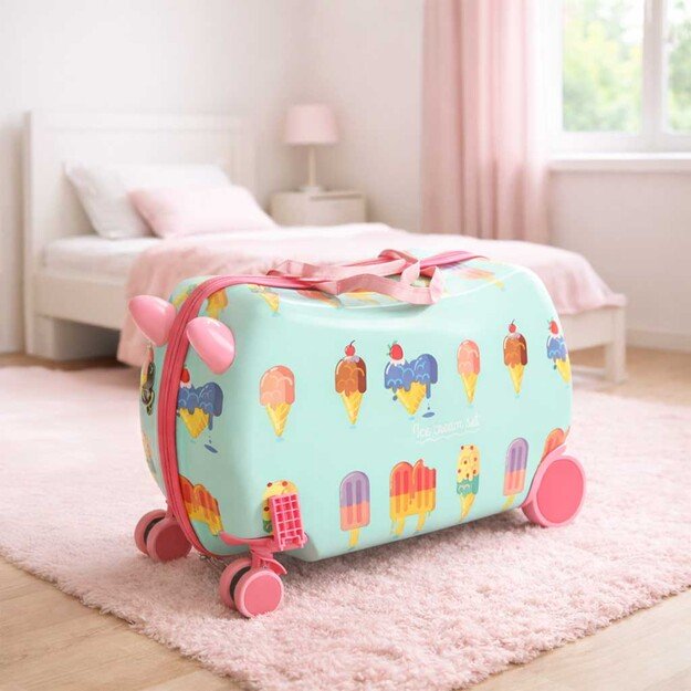 Vaiki&scaron;kas kelioninis lagaminas ant ratukų su ledais