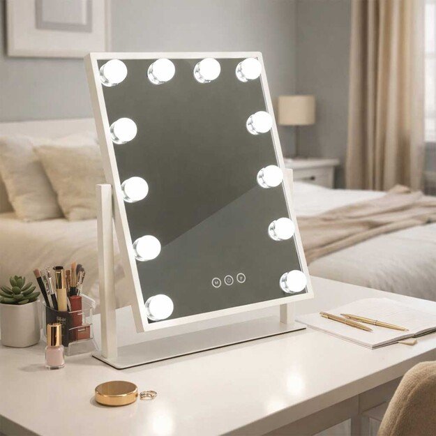 LED makiažo veidrodis su USB lemputėmis 30x40cm